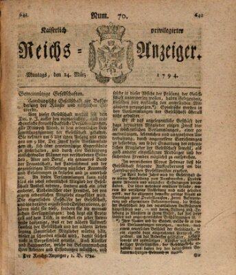 Kaiserlich privilegirter Reichs-Anzeiger (Allgemeiner Anzeiger der Deutschen) Montag 24. März 1794