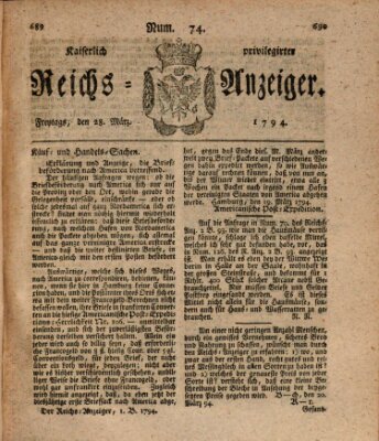 Kaiserlich privilegirter Reichs-Anzeiger (Allgemeiner Anzeiger der Deutschen) Freitag 28. März 1794