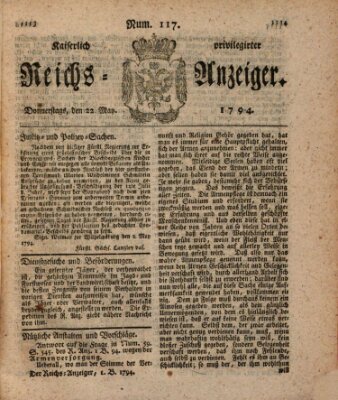 Kaiserlich privilegirter Reichs-Anzeiger (Allgemeiner Anzeiger der Deutschen) Donnerstag 22. Mai 1794