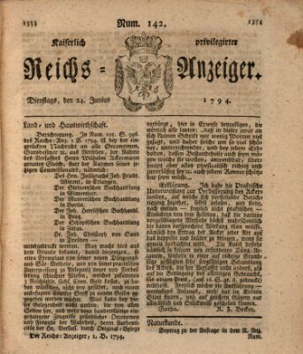 Kaiserlich privilegirter Reichs-Anzeiger (Allgemeiner Anzeiger der Deutschen) Dienstag 24. Juni 1794