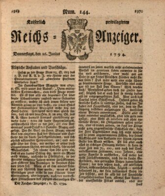 Kaiserlich privilegirter Reichs-Anzeiger (Allgemeiner Anzeiger der Deutschen) Donnerstag 26. Juni 1794