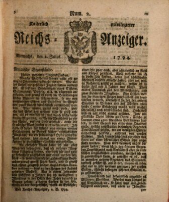 Kaiserlich privilegirter Reichs-Anzeiger (Allgemeiner Anzeiger der Deutschen) Mittwoch 2. Juli 1794