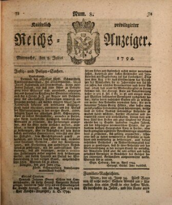 Kaiserlich privilegirter Reichs-Anzeiger (Allgemeiner Anzeiger der Deutschen) Mittwoch 9. Juli 1794