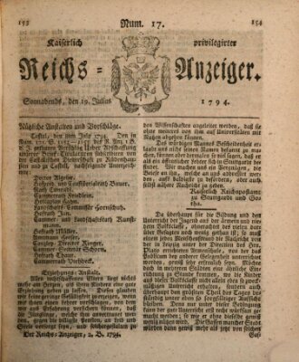 Kaiserlich privilegirter Reichs-Anzeiger (Allgemeiner Anzeiger der Deutschen) Samstag 19. Juli 1794