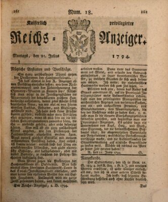 Kaiserlich privilegirter Reichs-Anzeiger (Allgemeiner Anzeiger der Deutschen) Montag 21. Juli 1794