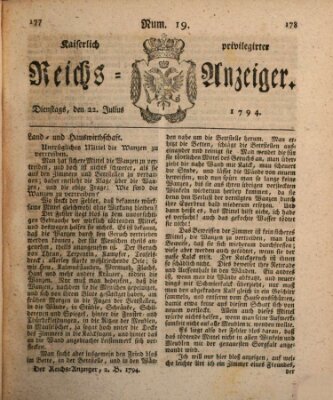 Kaiserlich privilegirter Reichs-Anzeiger (Allgemeiner Anzeiger der Deutschen) Dienstag 22. Juli 1794