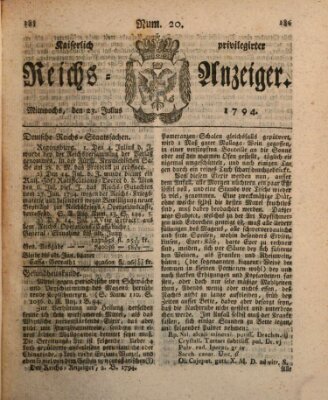 Kaiserlich privilegirter Reichs-Anzeiger (Allgemeiner Anzeiger der Deutschen) Mittwoch 23. Juli 1794