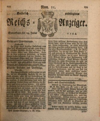 Kaiserlich privilegirter Reichs-Anzeiger (Allgemeiner Anzeiger der Deutschen) Donnerstag 24. Juli 1794