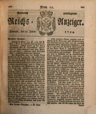 Kaiserlich privilegirter Reichs-Anzeiger (Allgemeiner Anzeiger der Deutschen) Freitag 25. Juli 1794