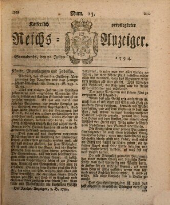 Kaiserlich privilegirter Reichs-Anzeiger (Allgemeiner Anzeiger der Deutschen) Samstag 26. Juli 1794