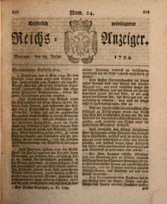 Kaiserlich privilegirter Reichs-Anzeiger (Allgemeiner Anzeiger der Deutschen) Montag 28. Juli 1794