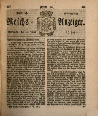 Kaiserlich privilegirter Reichs-Anzeiger (Allgemeiner Anzeiger der Deutschen) Mittwoch 30. Juli 1794