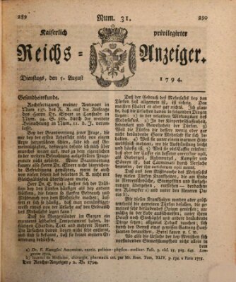 Kaiserlich privilegirter Reichs-Anzeiger (Allgemeiner Anzeiger der Deutschen) Dienstag 5. August 1794