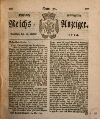 Kaiserlich privilegirter Reichs-Anzeiger (Allgemeiner Anzeiger der Deutschen) Freitag 29. August 1794