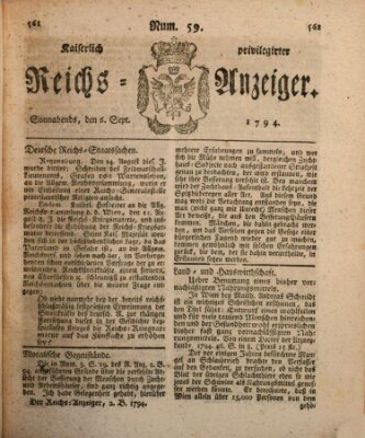 Kaiserlich privilegirter Reichs-Anzeiger (Allgemeiner Anzeiger der Deutschen) Samstag 6. September 1794