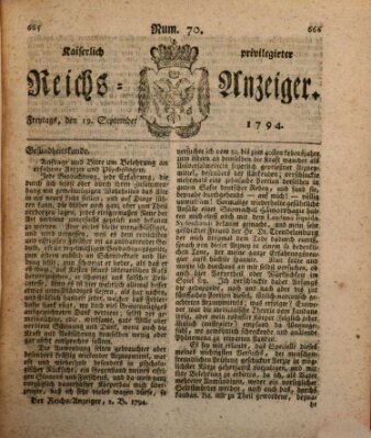 Kaiserlich privilegirter Reichs-Anzeiger (Allgemeiner Anzeiger der Deutschen) Freitag 19. September 1794