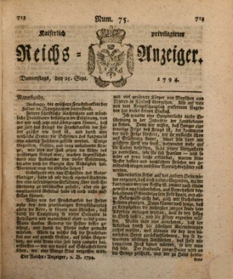 Kaiserlich privilegirter Reichs-Anzeiger (Allgemeiner Anzeiger der Deutschen) Donnerstag 25. September 1794