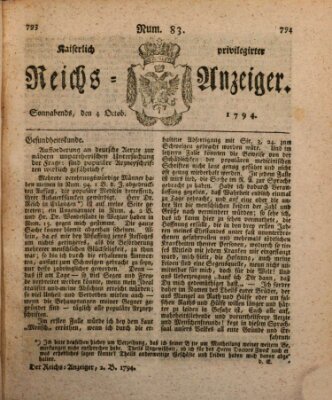 Kaiserlich privilegirter Reichs-Anzeiger (Allgemeiner Anzeiger der Deutschen) Samstag 4. Oktober 1794