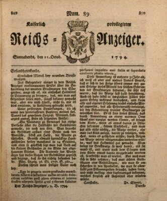 Kaiserlich privilegirter Reichs-Anzeiger (Allgemeiner Anzeiger der Deutschen) Samstag 11. Oktober 1794