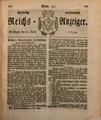 Kaiserlich privilegirter Reichs-Anzeiger (Allgemeiner Anzeiger der Deutschen) Dienstag 21. Oktober 1794