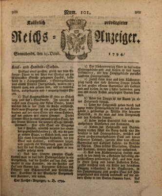 Kaiserlich privilegirter Reichs-Anzeiger (Allgemeiner Anzeiger der Deutschen) Samstag 25. Oktober 1794