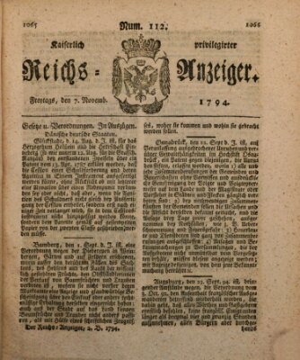 Kaiserlich privilegirter Reichs-Anzeiger (Allgemeiner Anzeiger der Deutschen) Freitag 7. November 1794