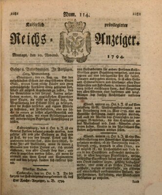 Kaiserlich privilegirter Reichs-Anzeiger (Allgemeiner Anzeiger der Deutschen) Montag 10. November 1794