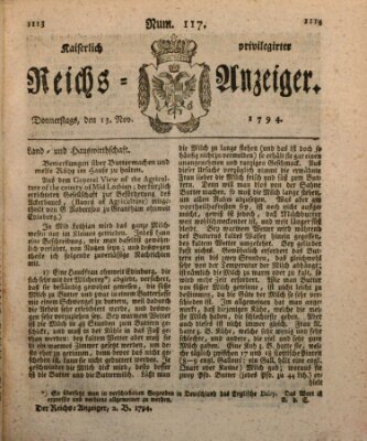 Kaiserlich privilegirter Reichs-Anzeiger (Allgemeiner Anzeiger der Deutschen) Donnerstag 13. November 1794