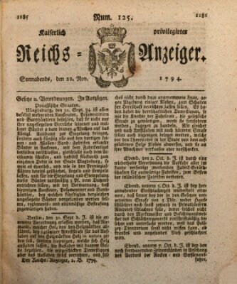 Kaiserlich privilegirter Reichs-Anzeiger (Allgemeiner Anzeiger der Deutschen) Samstag 22. November 1794