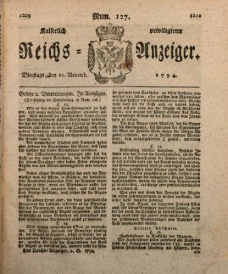 Kaiserlich privilegirter Reichs-Anzeiger (Allgemeiner Anzeiger der Deutschen) Dienstag 25. November 1794