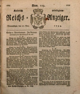 Kaiserlich privilegirter Reichs-Anzeiger (Allgemeiner Anzeiger der Deutschen) Donnerstag 27. November 1794