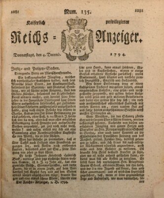 Kaiserlich privilegirter Reichs-Anzeiger (Allgemeiner Anzeiger der Deutschen) Donnerstag 4. Dezember 1794