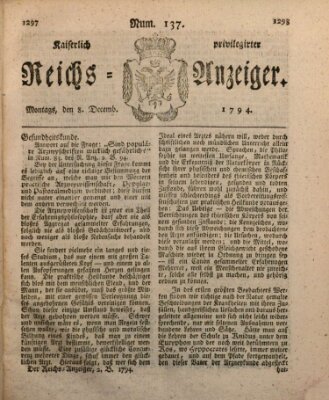 Kaiserlich privilegirter Reichs-Anzeiger (Allgemeiner Anzeiger der Deutschen) Montag 8. Dezember 1794