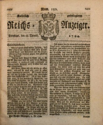 Kaiserlich privilegirter Reichs-Anzeiger (Allgemeiner Anzeiger der Deutschen) Dienstag 23. Dezember 1794