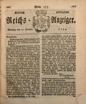 Kaiserlich privilegirter Reichs-Anzeiger (Allgemeiner Anzeiger der Deutschen) Montag 29. Dezember 1794