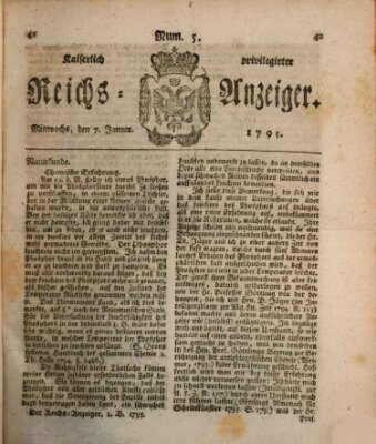 Kaiserlich privilegirter Reichs-Anzeiger (Allgemeiner Anzeiger der Deutschen) Mittwoch 7. Januar 1795