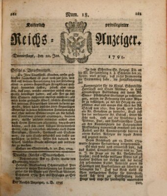 Kaiserlich privilegirter Reichs-Anzeiger (Allgemeiner Anzeiger der Deutschen) Donnerstag 22. Januar 1795