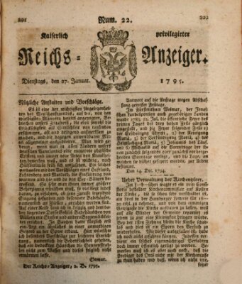 Kaiserlich privilegirter Reichs-Anzeiger (Allgemeiner Anzeiger der Deutschen) Dienstag 27. Januar 1795