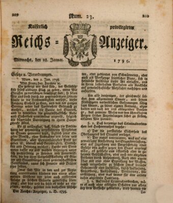 Kaiserlich privilegirter Reichs-Anzeiger (Allgemeiner Anzeiger der Deutschen) Mittwoch 28. Januar 1795