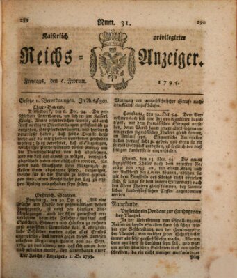 Kaiserlich privilegirter Reichs-Anzeiger (Allgemeiner Anzeiger der Deutschen) Freitag 6. Februar 1795