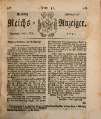 Kaiserlich privilegirter Reichs-Anzeiger (Allgemeiner Anzeiger der Deutschen) Montag 2. März 1795