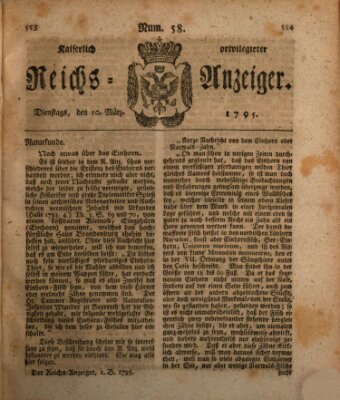 Kaiserlich privilegirter Reichs-Anzeiger (Allgemeiner Anzeiger der Deutschen) Dienstag 10. März 1795