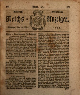 Kaiserlich privilegirter Reichs-Anzeiger (Allgemeiner Anzeiger der Deutschen) Montag 16. März 1795