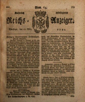 Kaiserlich privilegirter Reichs-Anzeiger (Allgemeiner Anzeiger der Deutschen) Dienstag 17. März 1795