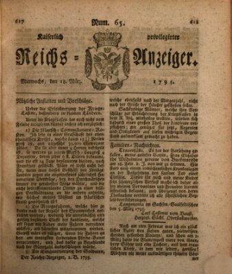 Kaiserlich privilegirter Reichs-Anzeiger (Allgemeiner Anzeiger der Deutschen) Mittwoch 18. März 1795