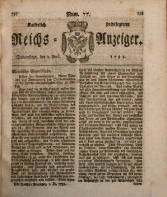 Kaiserlich privilegirter Reichs-Anzeiger (Allgemeiner Anzeiger der Deutschen) Donnerstag 2. April 1795