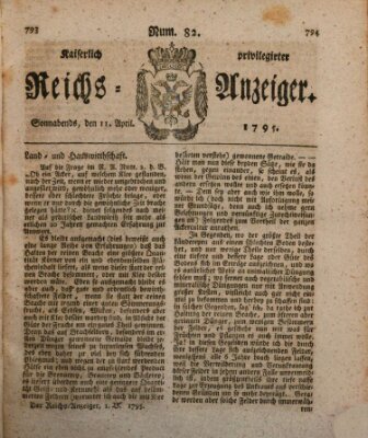 Kaiserlich privilegirter Reichs-Anzeiger (Allgemeiner Anzeiger der Deutschen) Samstag 11. April 1795