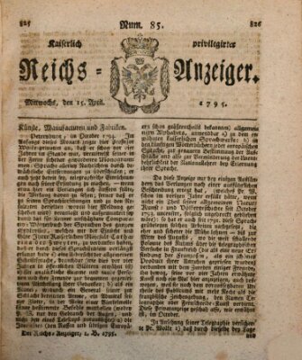 Kaiserlich privilegirter Reichs-Anzeiger (Allgemeiner Anzeiger der Deutschen) Mittwoch 15. April 1795