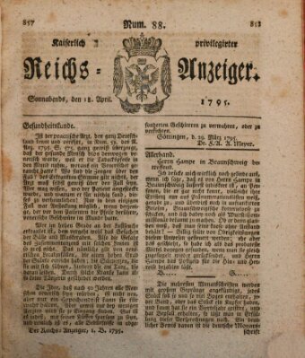 Kaiserlich privilegirter Reichs-Anzeiger (Allgemeiner Anzeiger der Deutschen) Samstag 18. April 1795