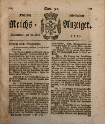 Kaiserlich privilegirter Reichs-Anzeiger (Allgemeiner Anzeiger der Deutschen) Donnerstag 23. April 1795